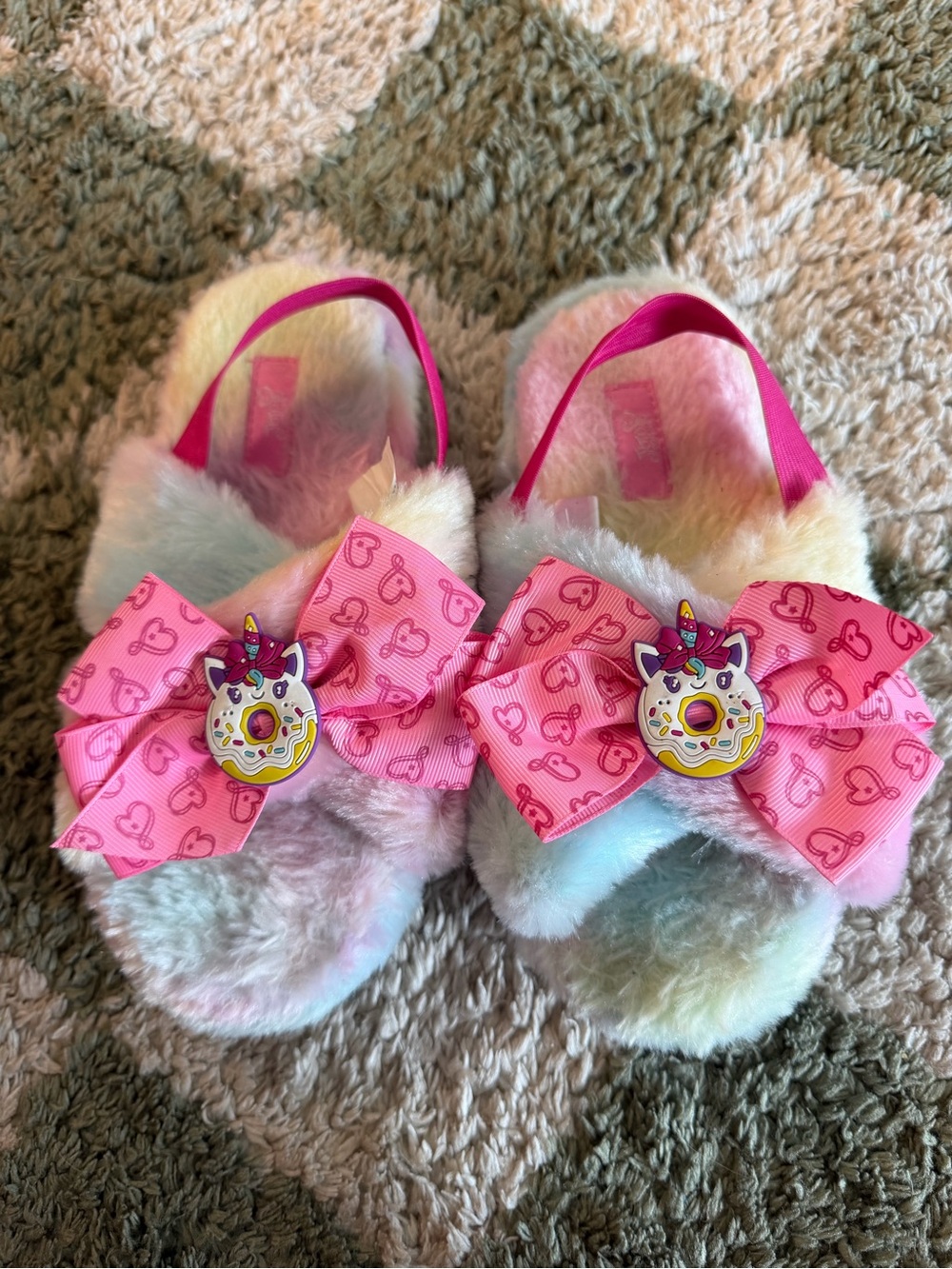 JoJo Siwa White and Pink Plush Slide with Rainbow Fur Accents